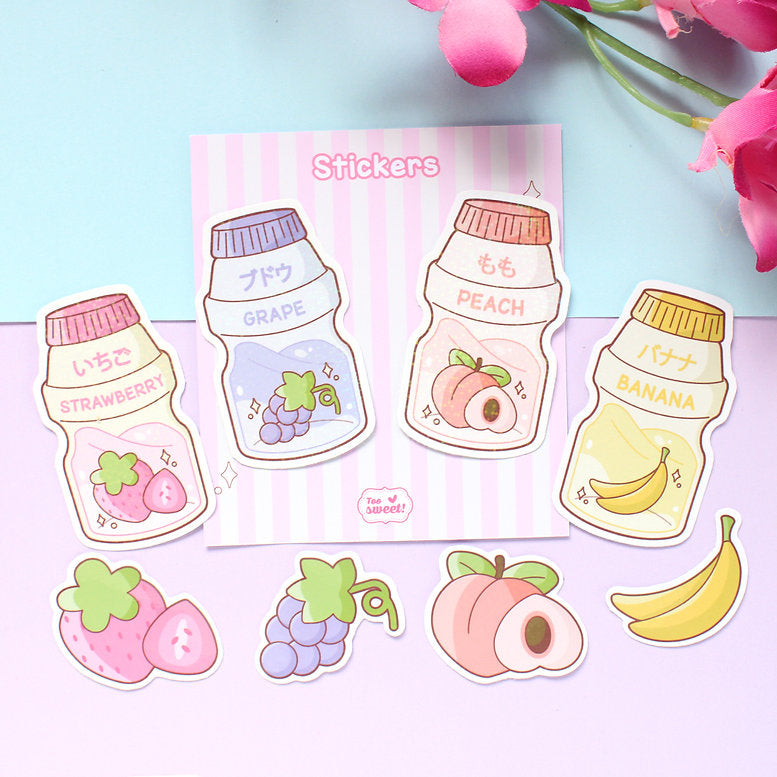 Sticker Pack Kawaii Milk
