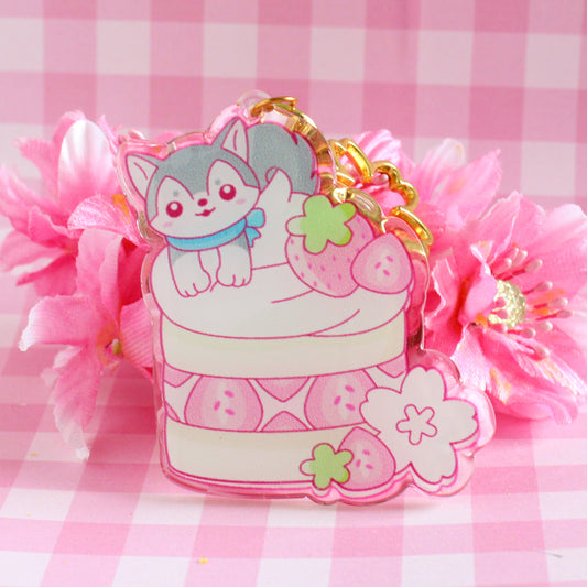 Llavero de Acrílico Haru Pastel de Fresas