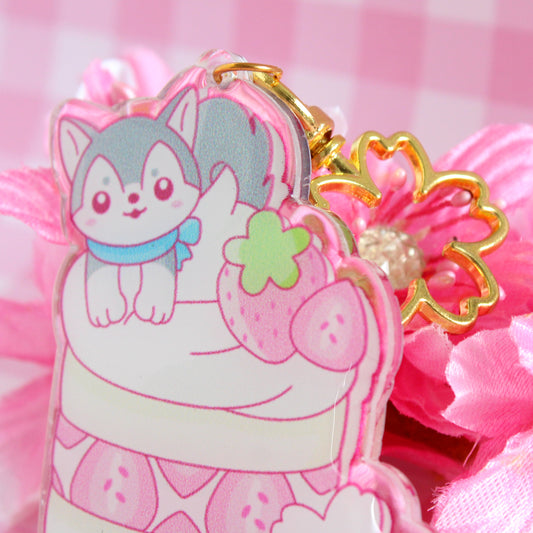 Llavero de Acrílico Haru Pastel de Fresas